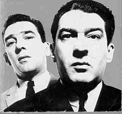 David Bailey's iconic image of the Kray brothers
